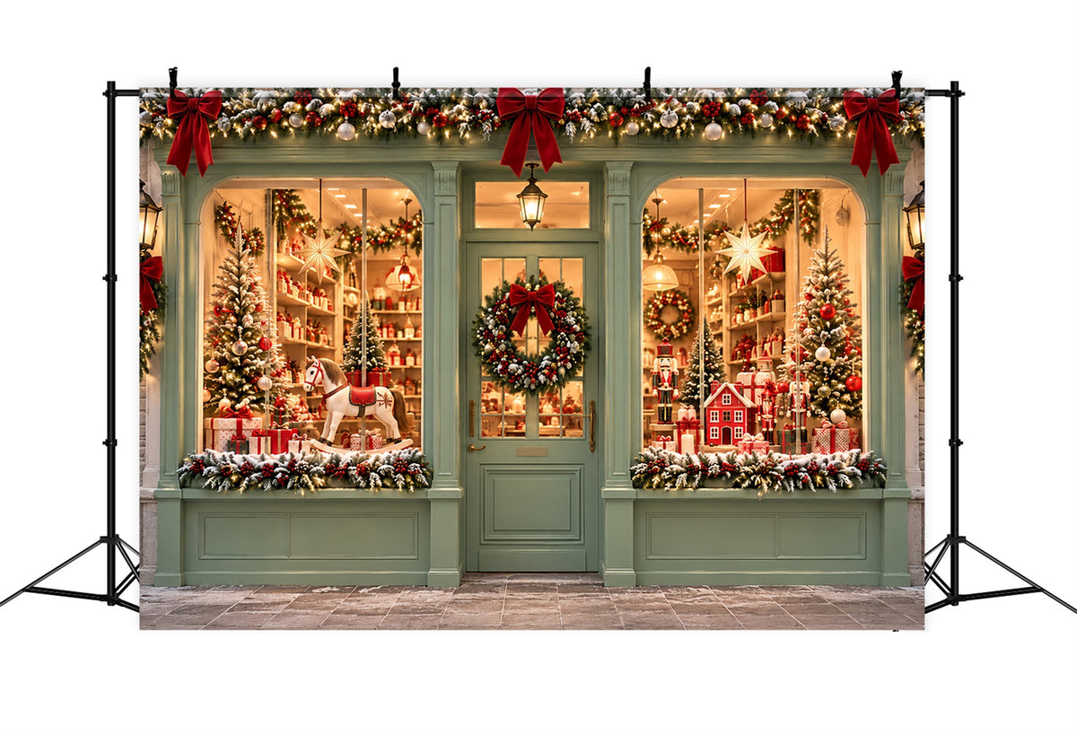 Christmas Candy Cane Backdrop Mint Green Toyshop Display Merry Christmas Backdrop UK ZTT610-20
