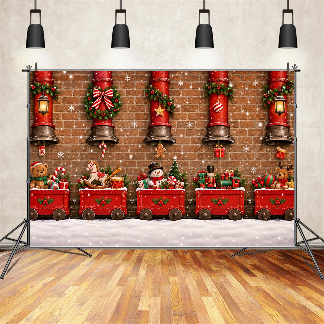Christmas Backdrop Vintage Red Toy Train Christmas Backdrops Photography UK ZTT610-22