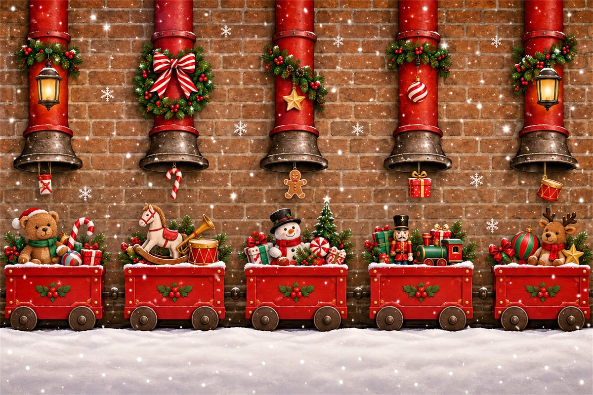 Christmas Backdrop Vintage Red Toy Train Christmas Backdrops Photography UK ZTT610-22