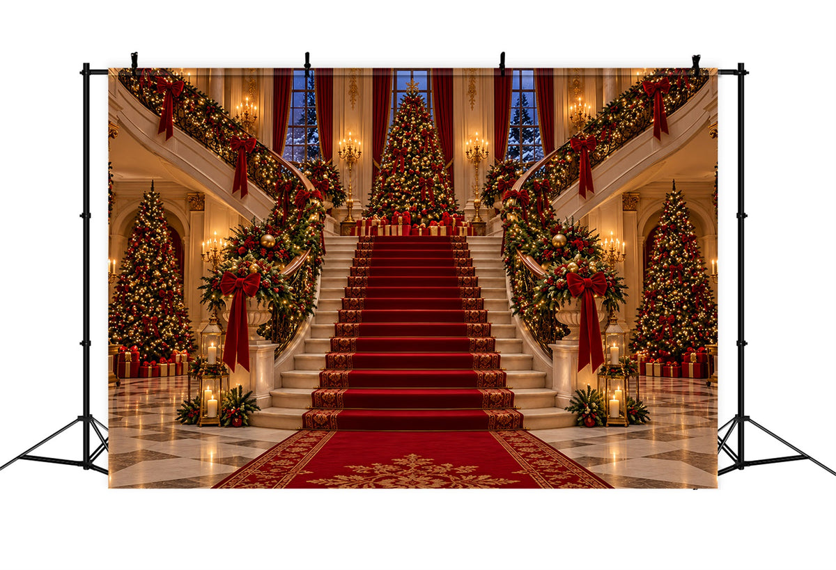 Living Room Christmas Backdrop Imperial Festive Staircase Hall Christmas Wall Backdrop UK ZTT610-28