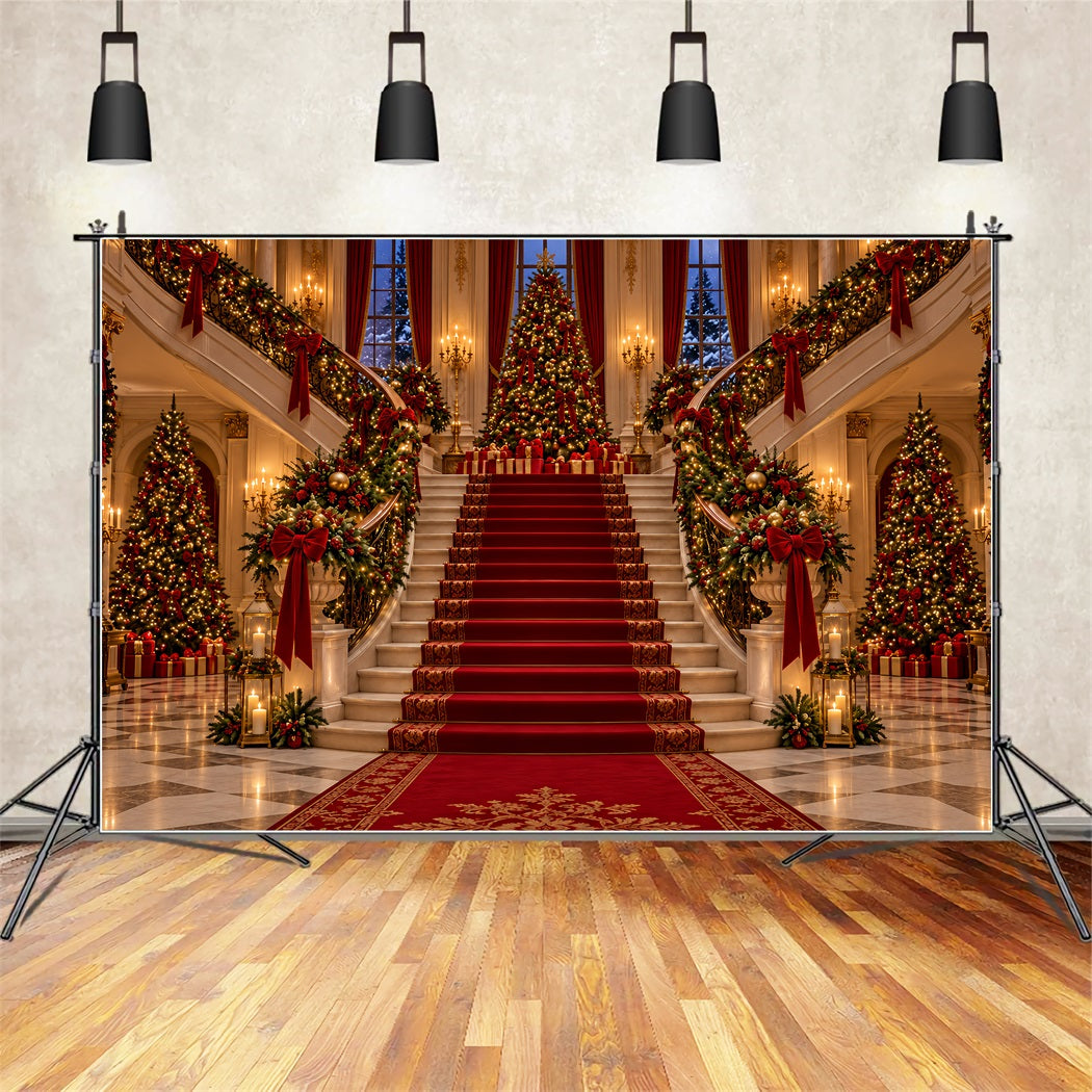 Living Room Christmas Backdrop Imperial Festive Staircase Hall Christmas Wall Backdrop UK ZTT610-28