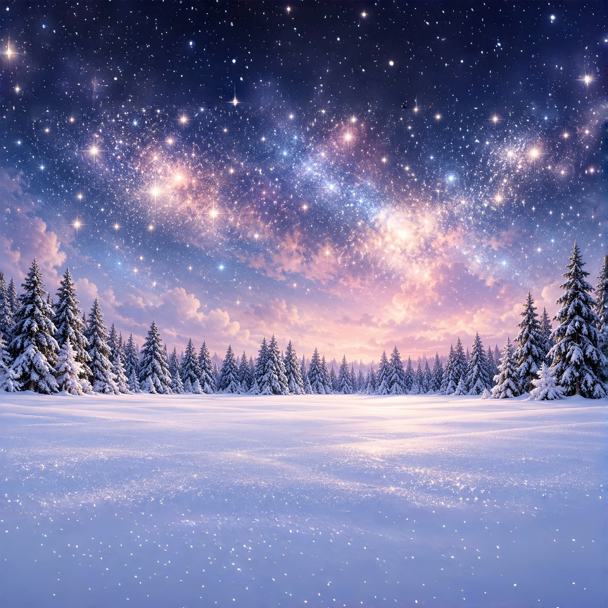 Christmas Tree Backdrops Starlit Snowy Forest Sky Xmas Backdrop UK ZTT610-42