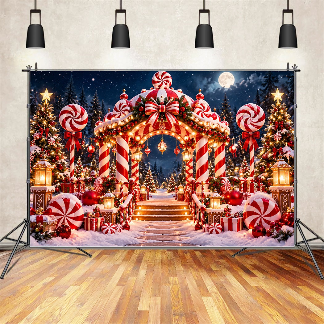 Christmas Candy Cane Backdrop Peppermint Candyland Entrance Christmas Party Backdrop UK ZTT610-48