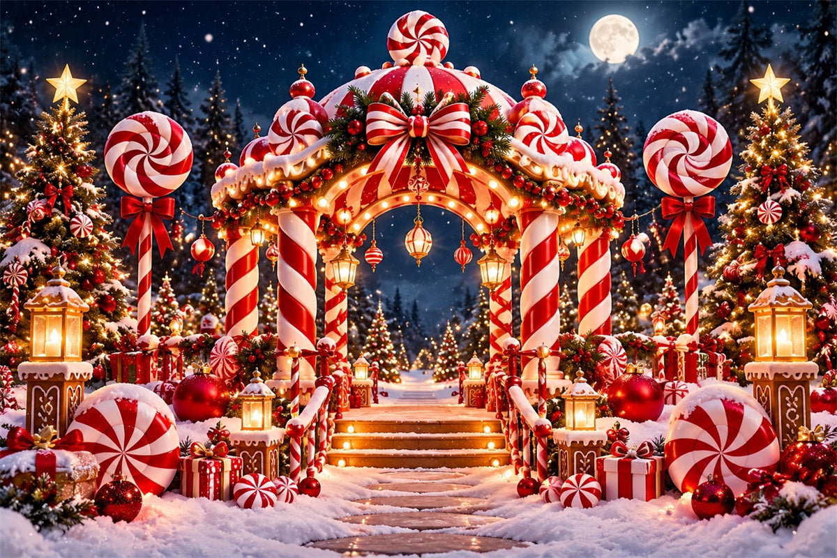 Christmas Candy Cane Backdrop Peppermint Candyland Entrance Christmas Party Backdrop UK ZTT610-48