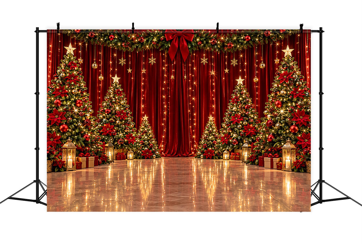 Christmas Backdrop for Photography Magnificent Red Velvet Stage Christmas Stage Backdrops UK ZTT610-49