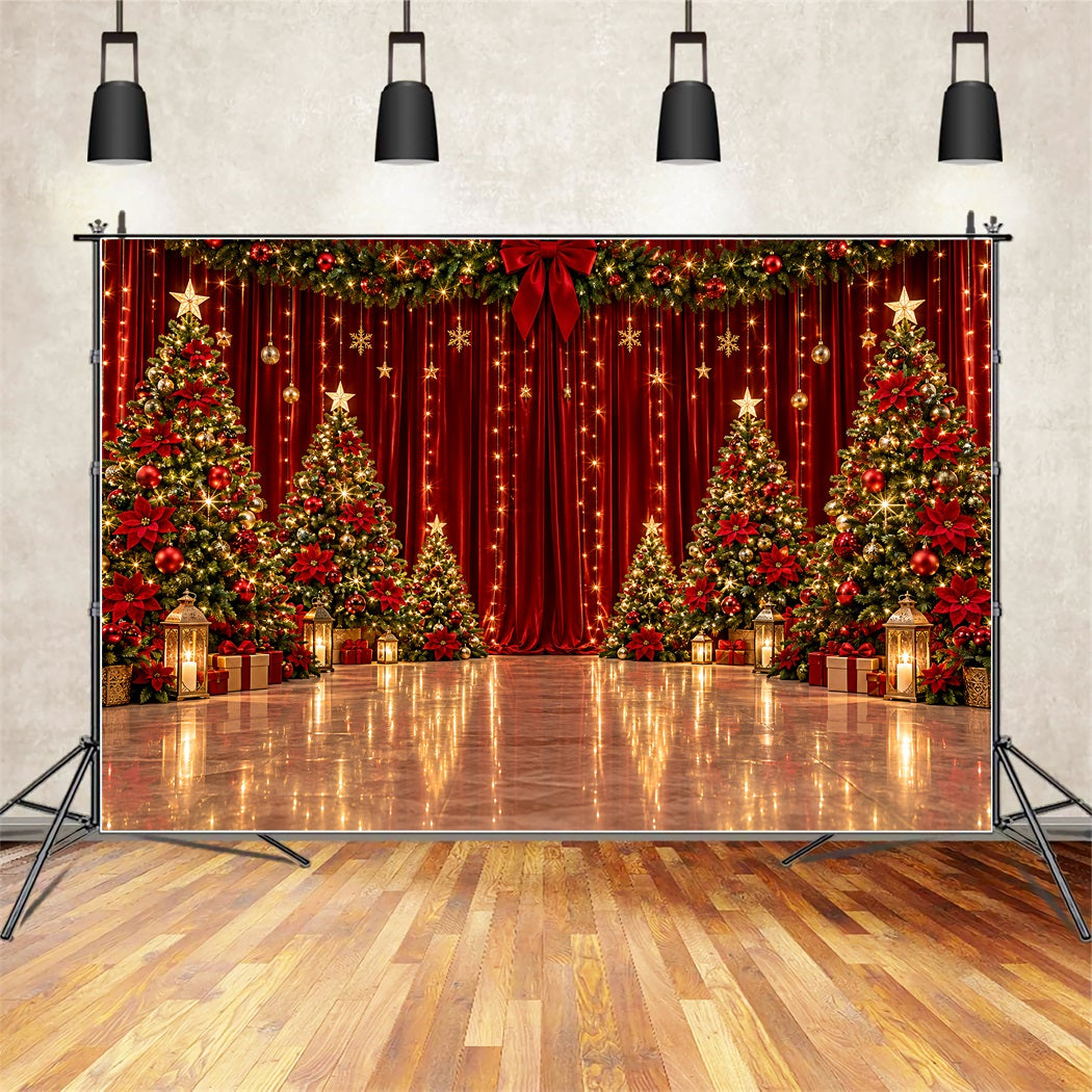 Christmas Backdrop for Photography Magnificent Red Velvet Stage Christmas Stage Backdrops UK ZTT610-49