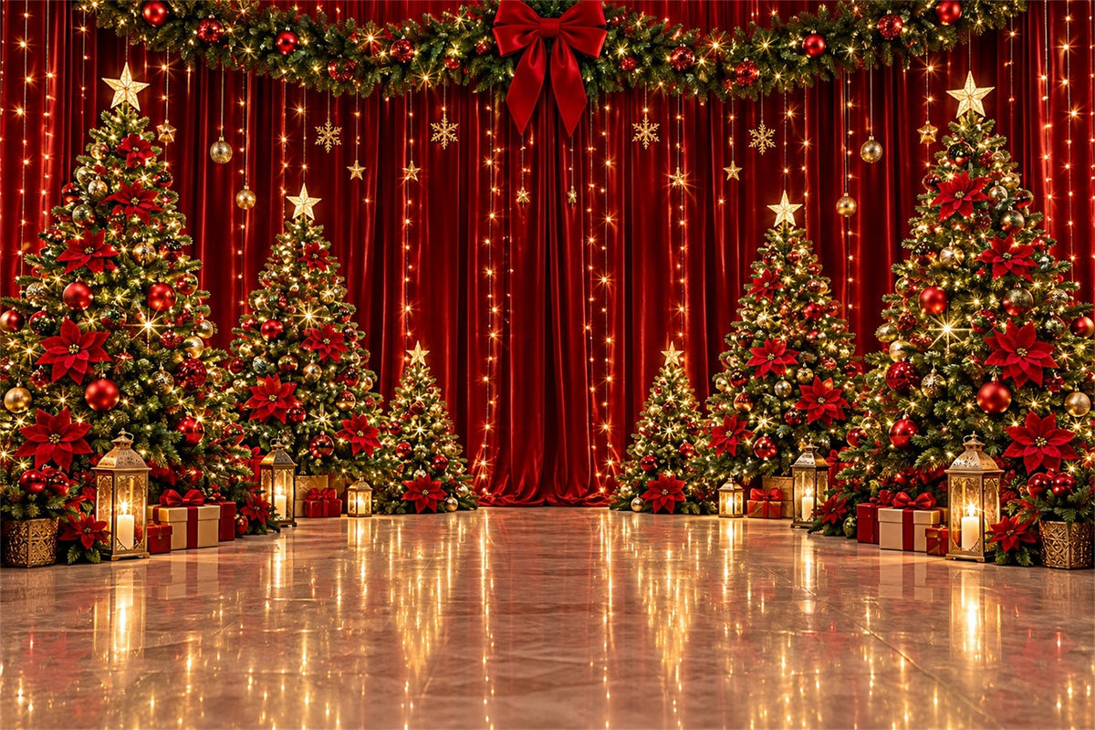 Christmas Backdrop for Photography Magnificent Red Velvet Stage Christmas Stage Backdrops UK ZTT610-49