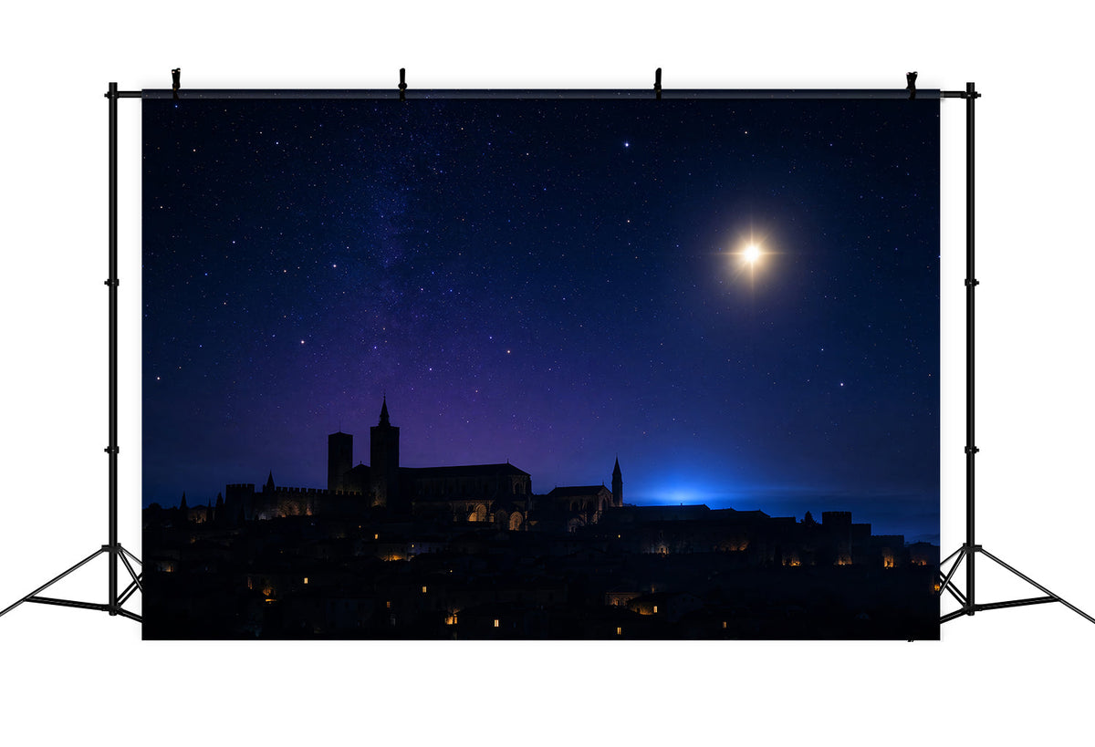 Nativity Scene Backdrop Starry Bethlehem Village Skyline Christmas Photo Backdrop Ideas UK ZTT610-8