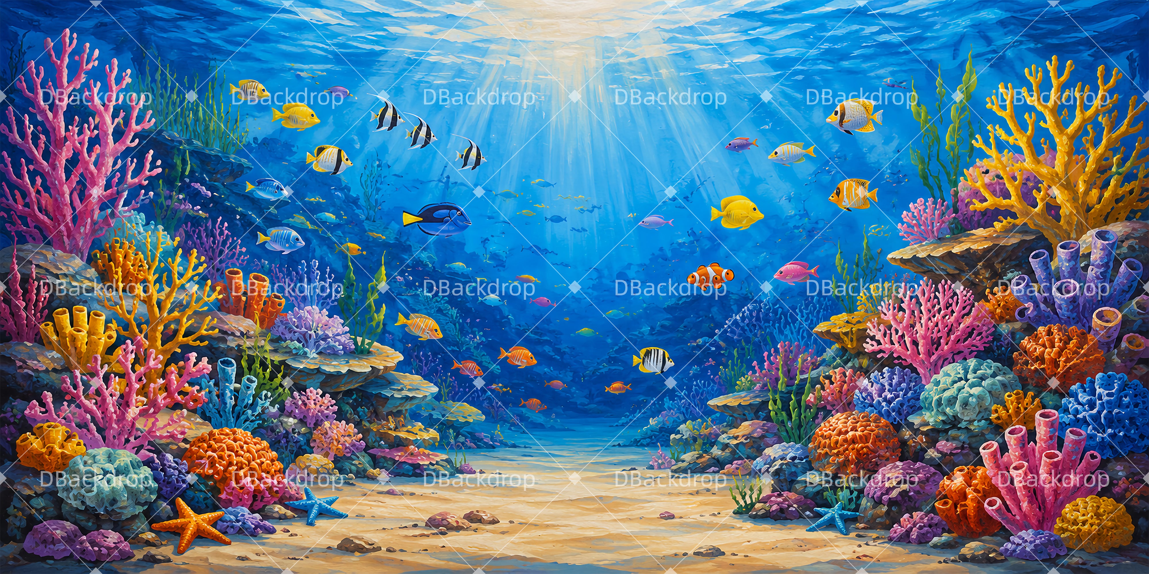 Fantasy Backdrop Underwater Reef Scuba VBS Backdrop UK ZTT65-T17