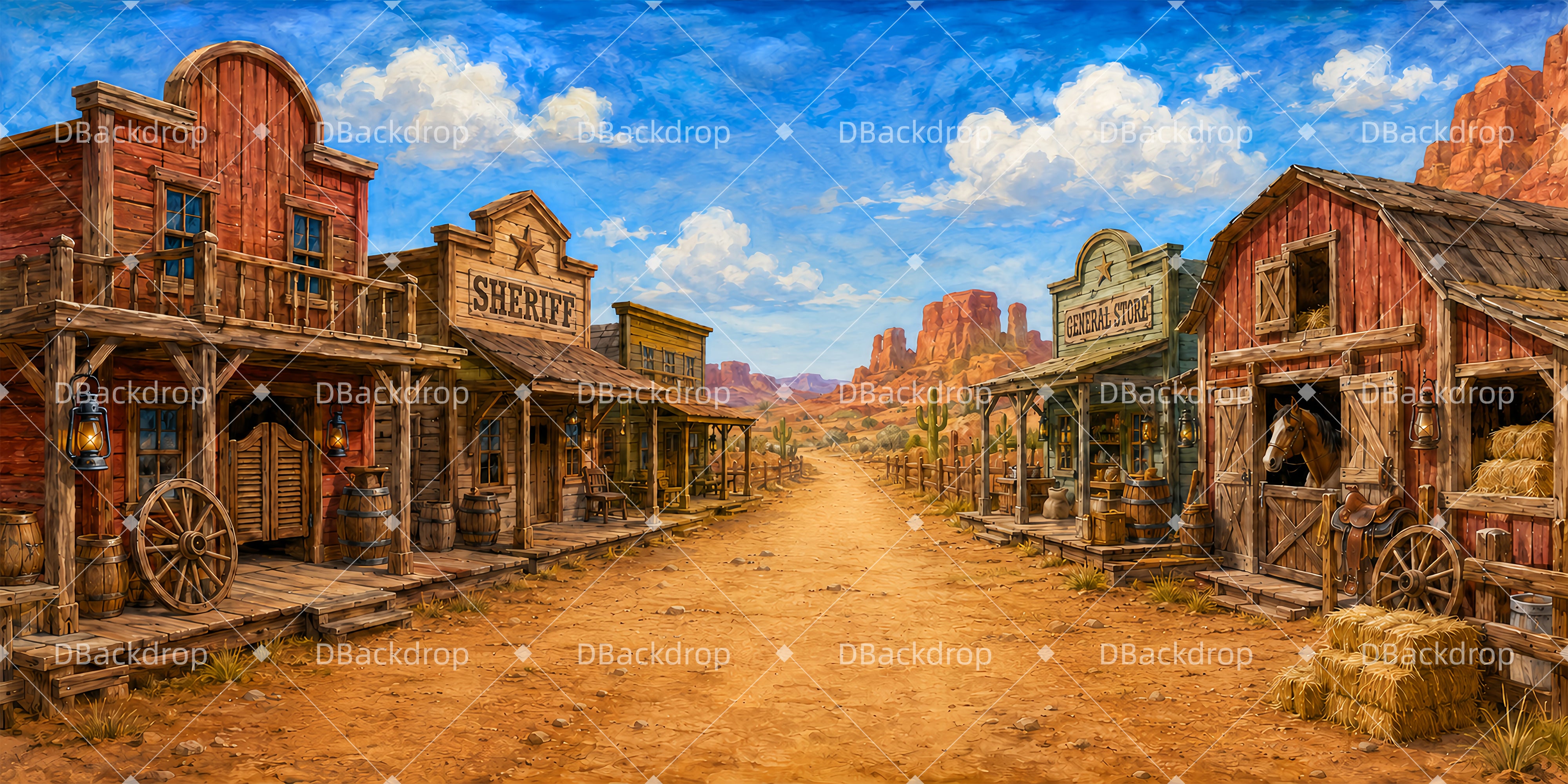 Western Backdrop Western Town VBS Scuba Backdrop UK ZTT65-T4