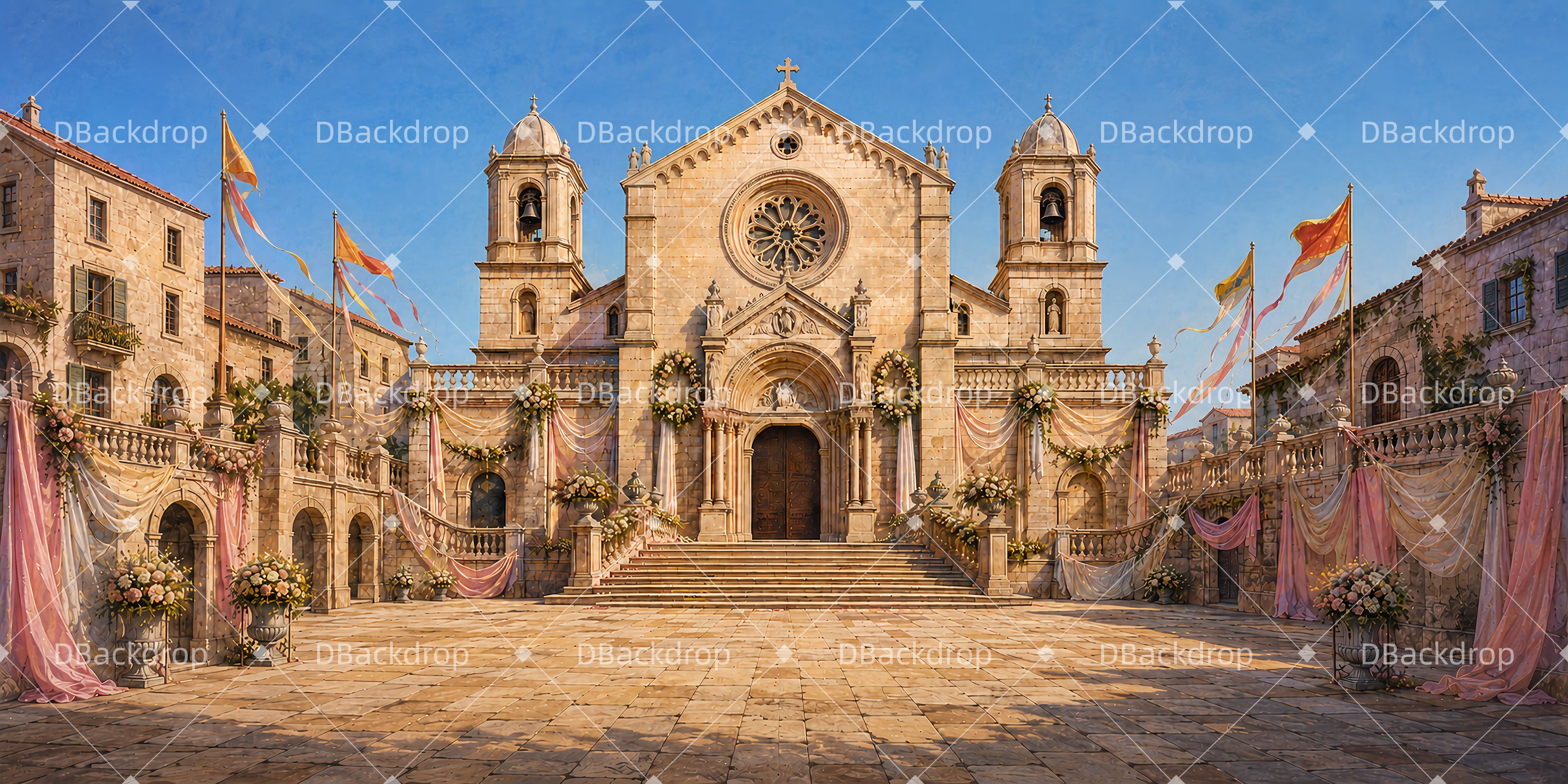 Theater Backdrops Cathedral Plaza Stage Backdrops For Sale UK ZTT65-T54
