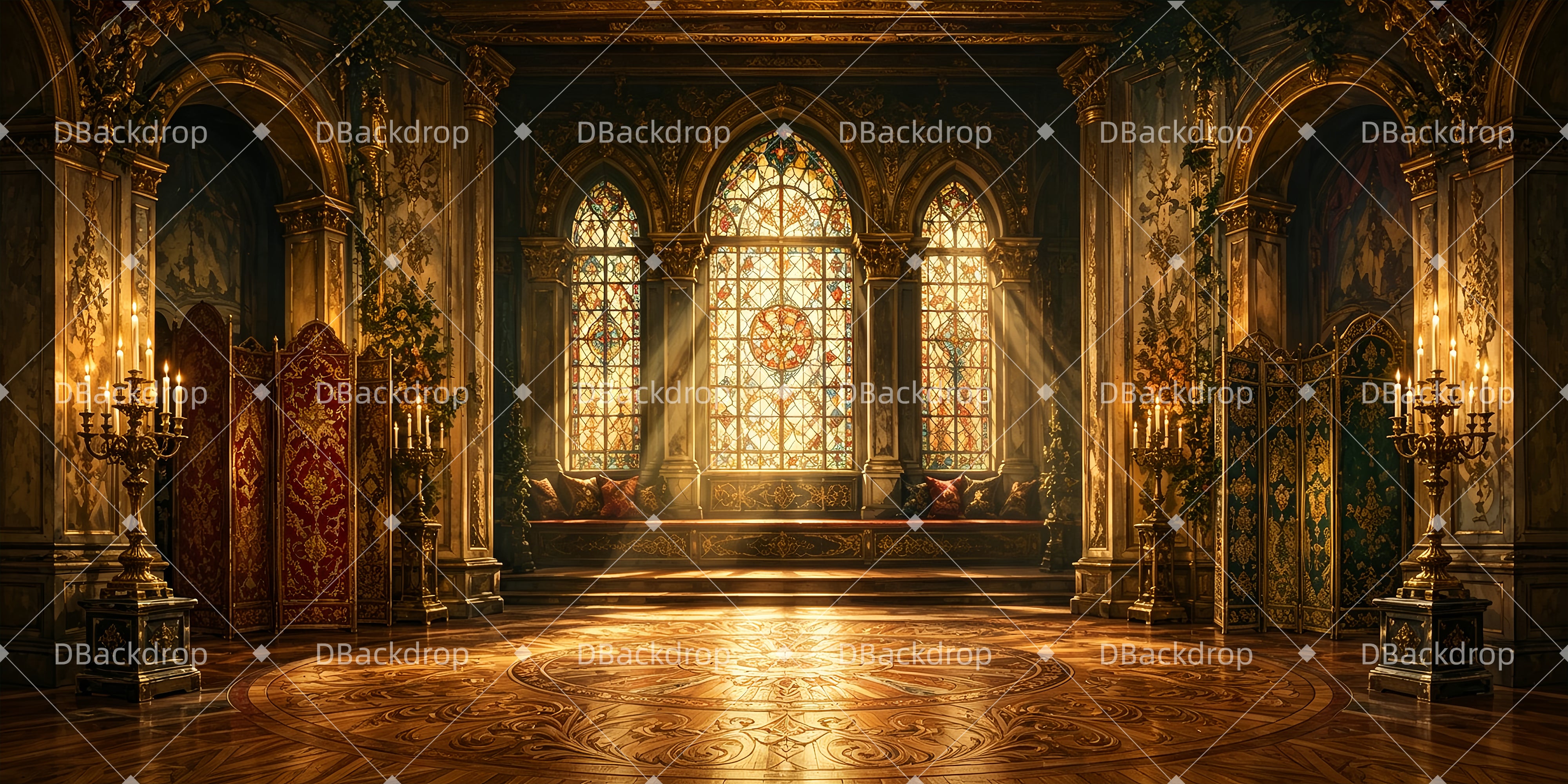 Church Stage Backdrops Stained Glass Hall Theater Backdrops UK ZTT65-T63