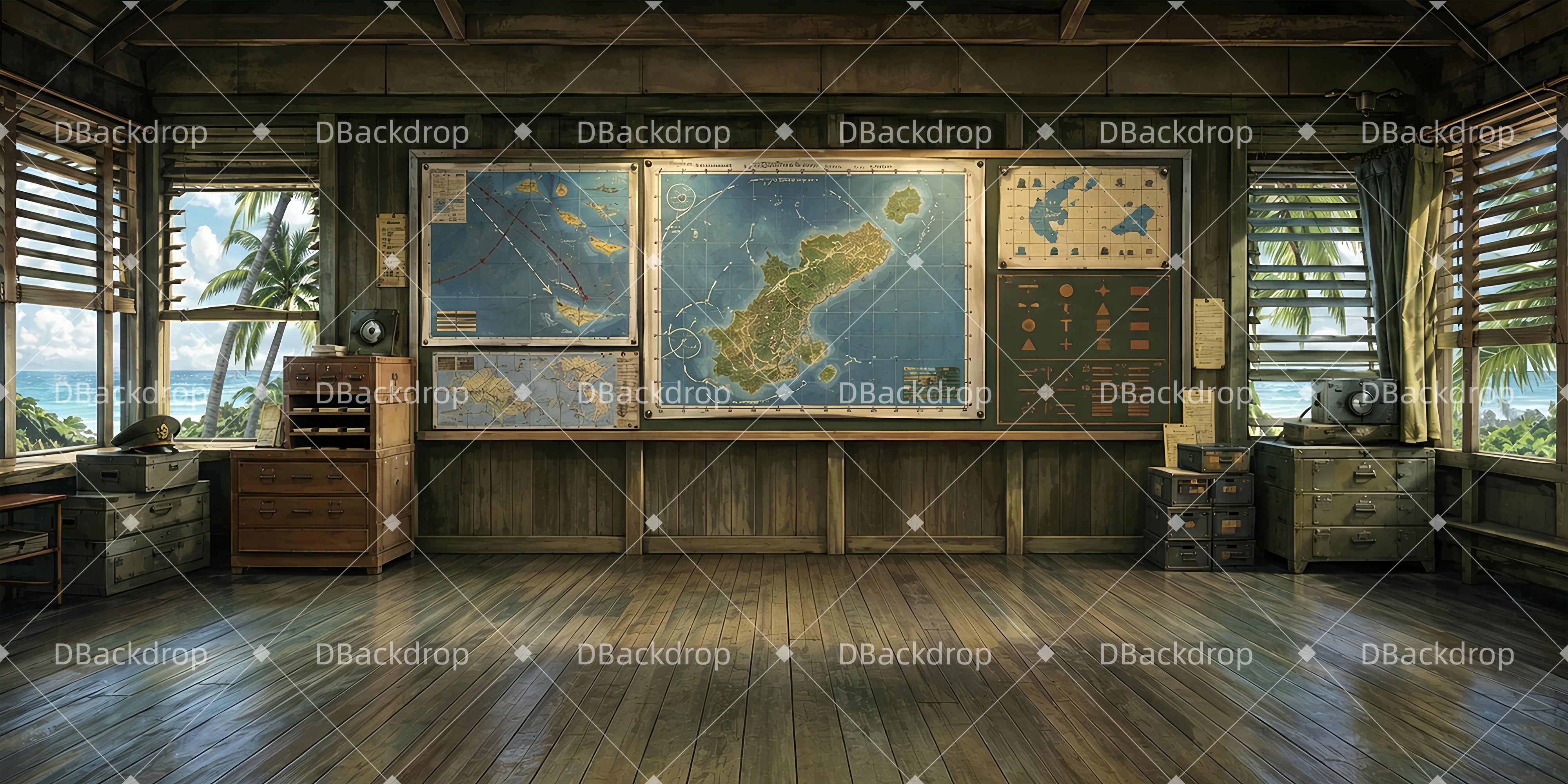 Professional Stage Backdrops Command Hut Theater Backdrops UK ZTT65-T70