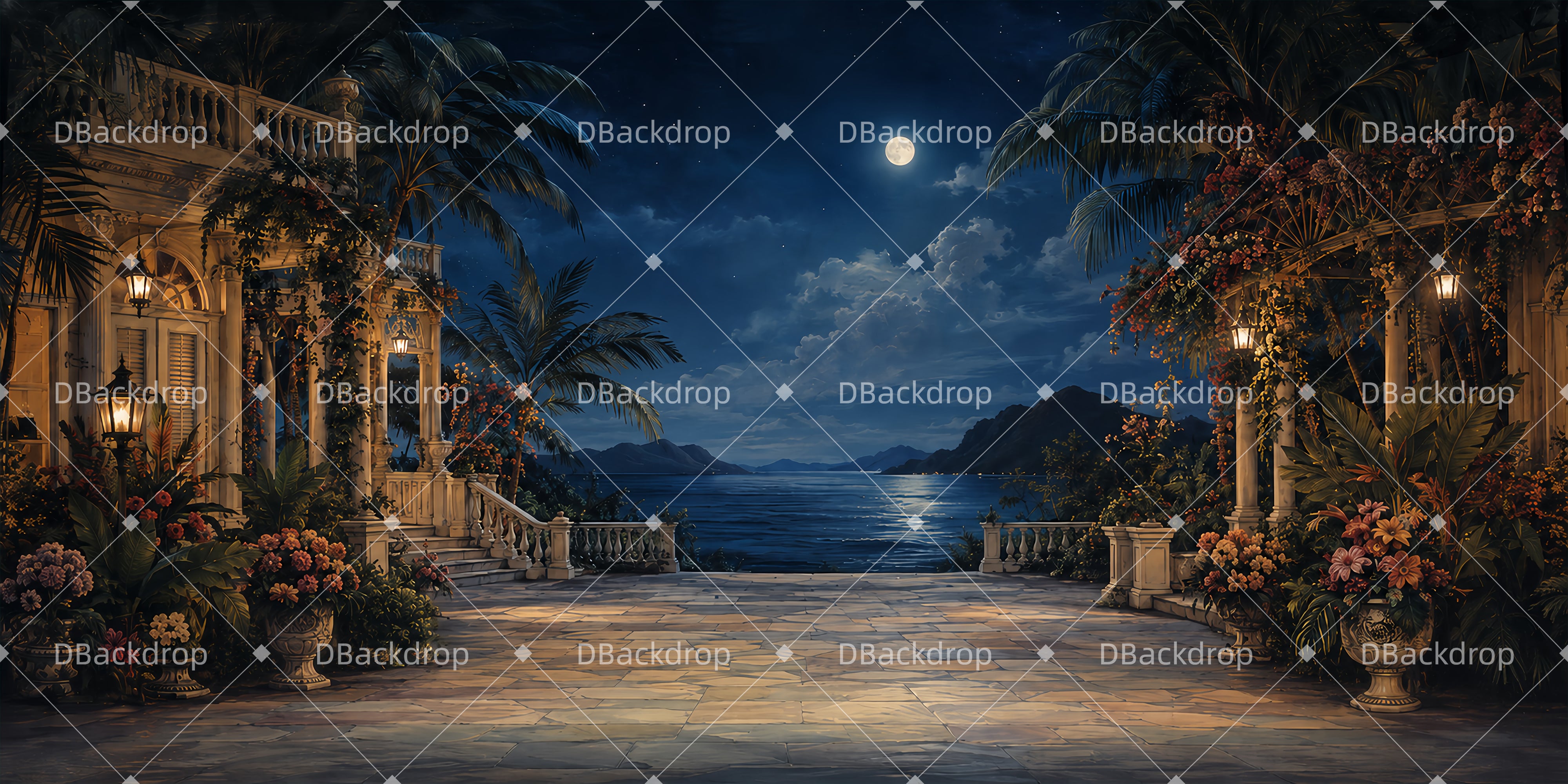 Stage Backdrops For Sale Coastal Night Theater Backdrop UK ZTT65-T74