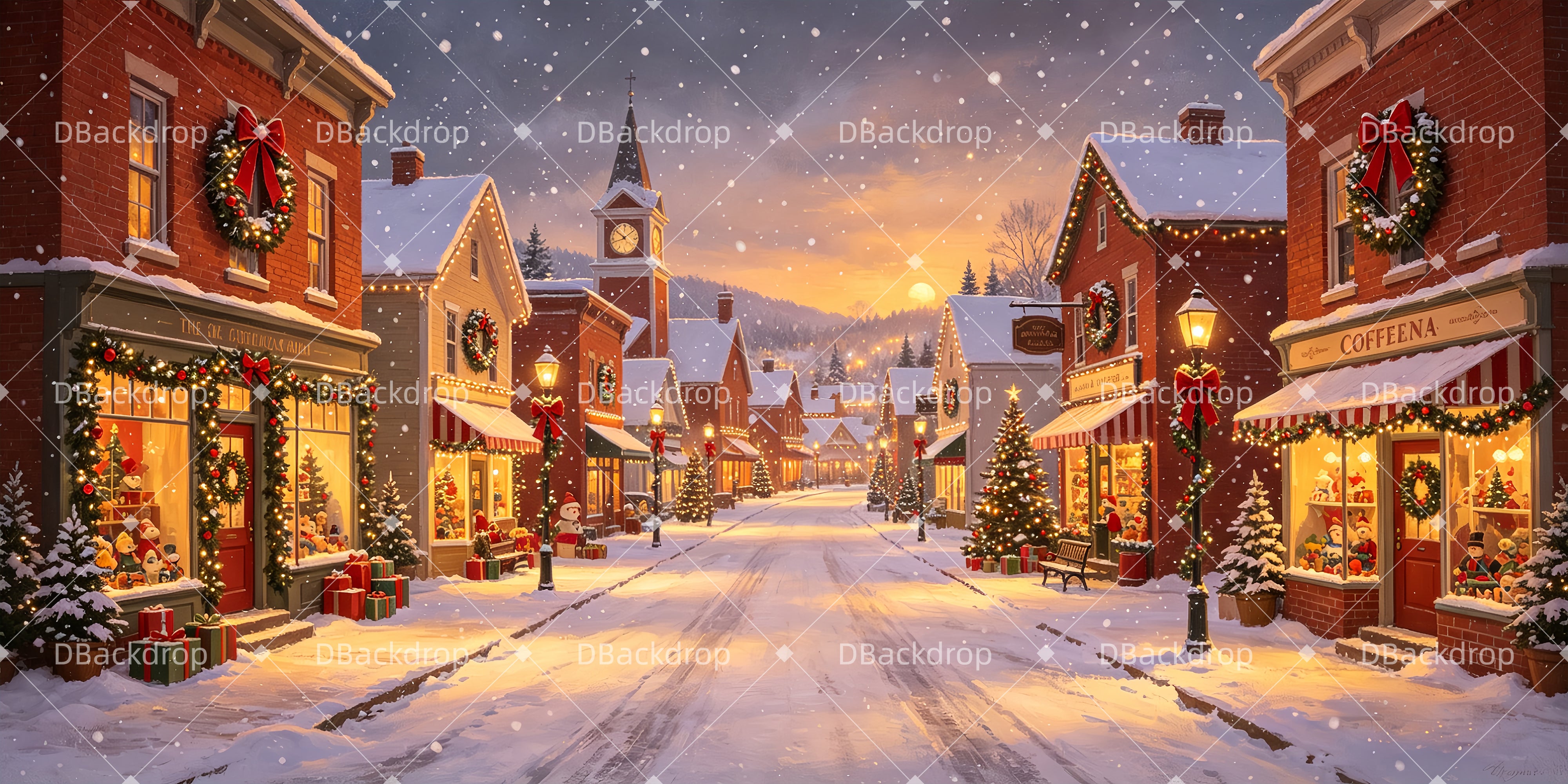 School Play Backdrops Christmas Town Performance UK Backdrop ZTT66-T107