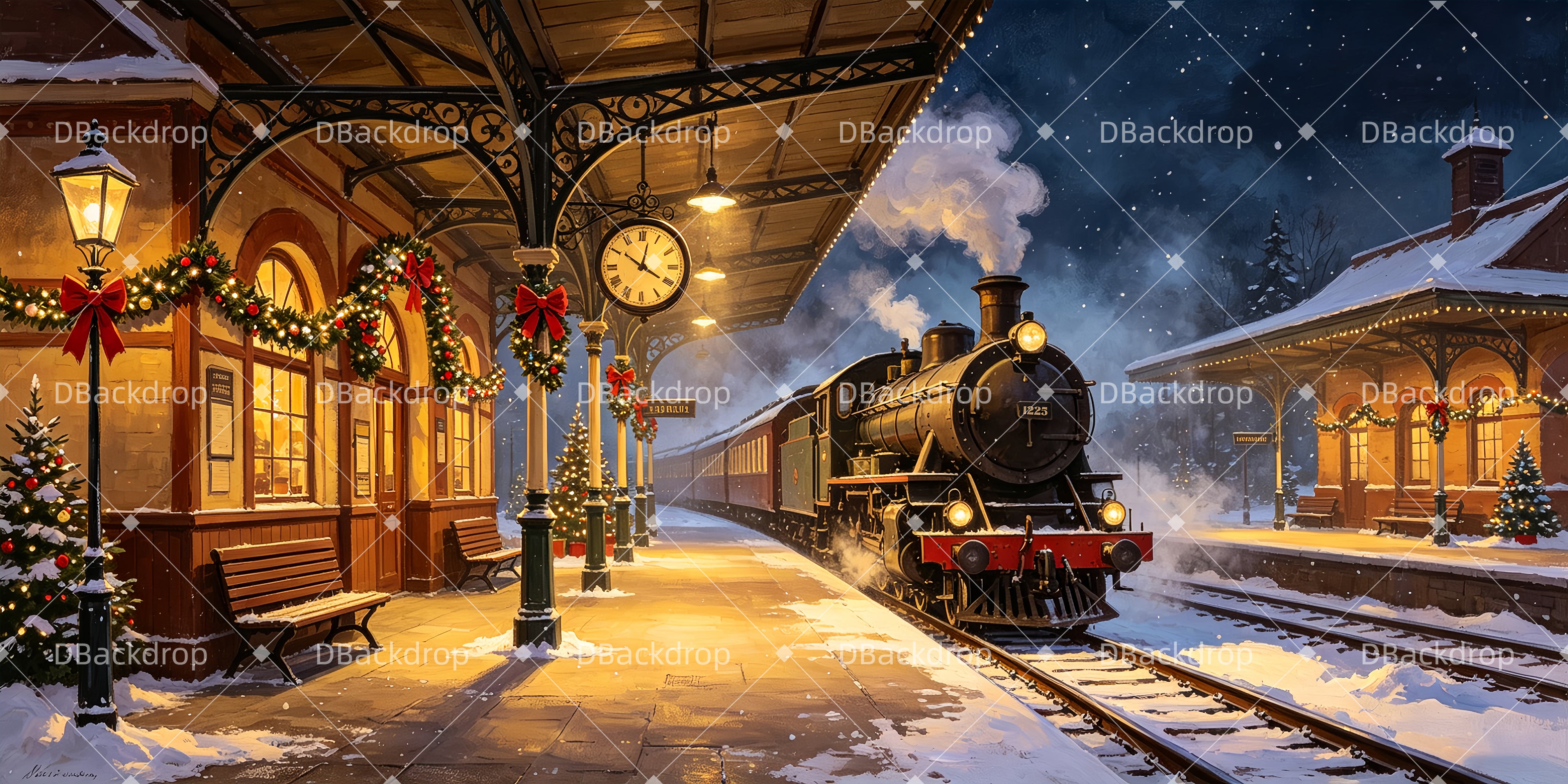 Stage Backdrops Winter Station Backdrop For Theater UK Play ZTT66-T115