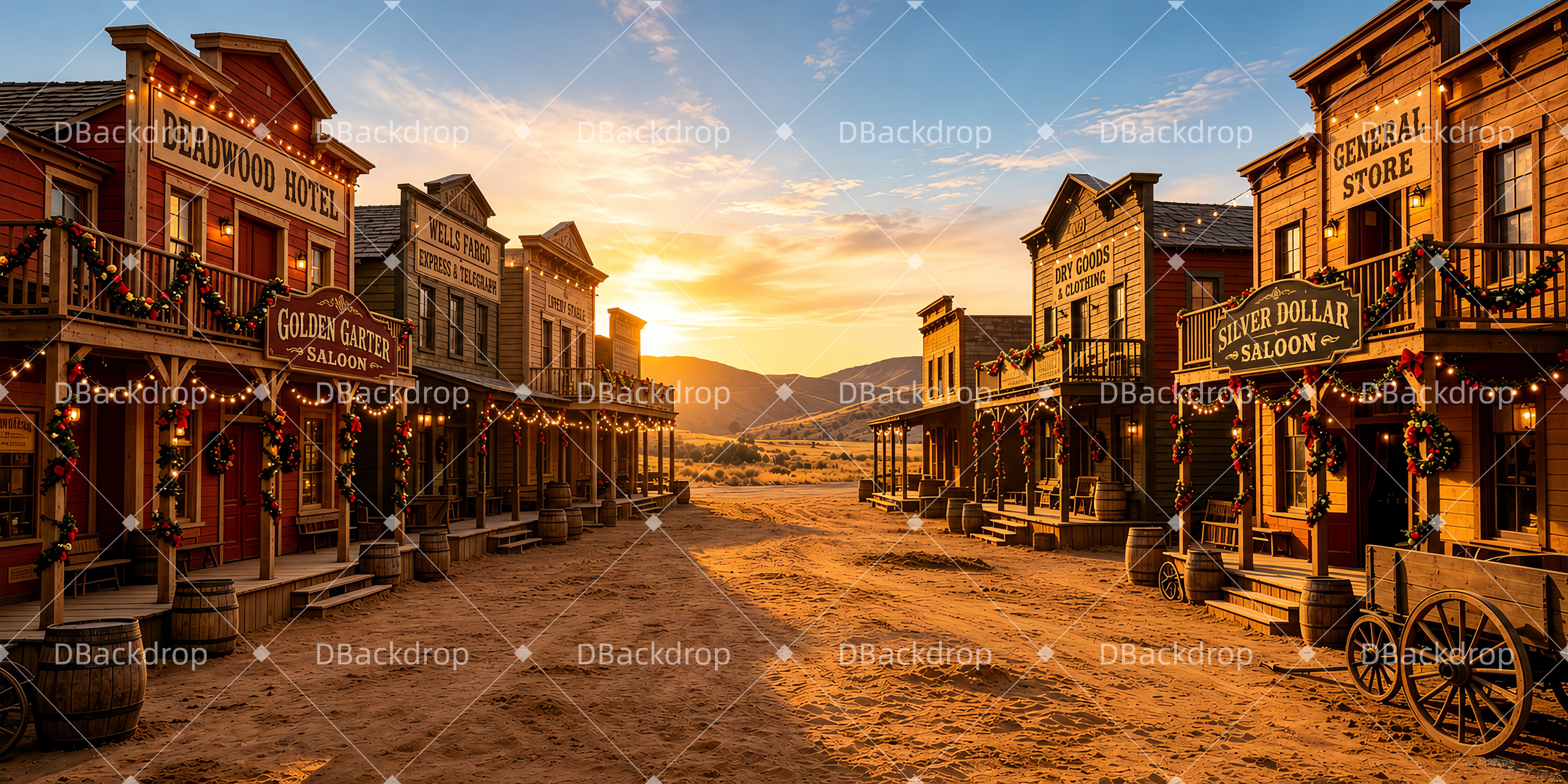 School Play Backdrop Western Dusk Theater Stage UK Backdrops ZTT66-T136