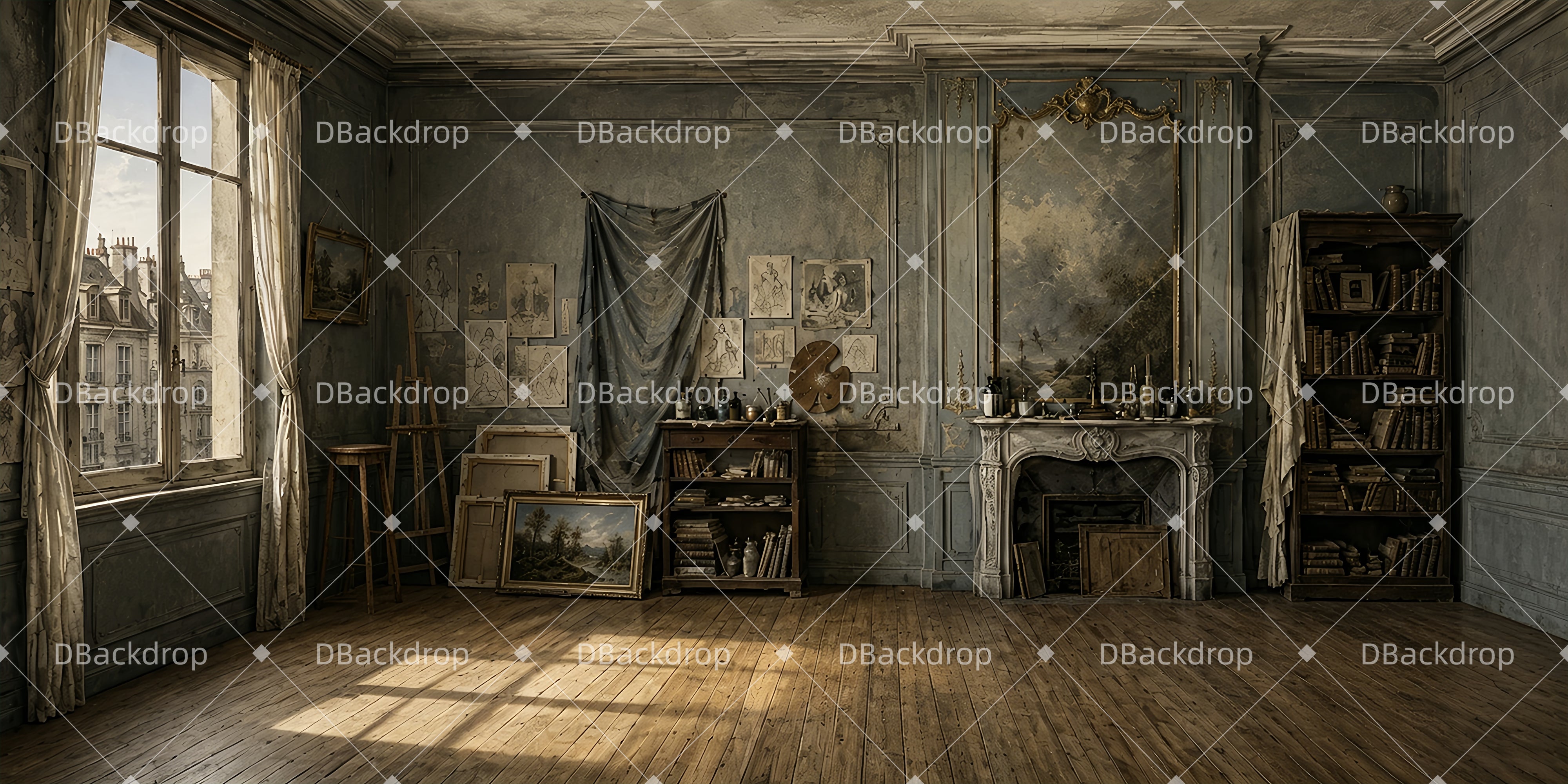 Stage Backdrops Vintage French Atelier Theater Backdrops UK ZTT66-T80