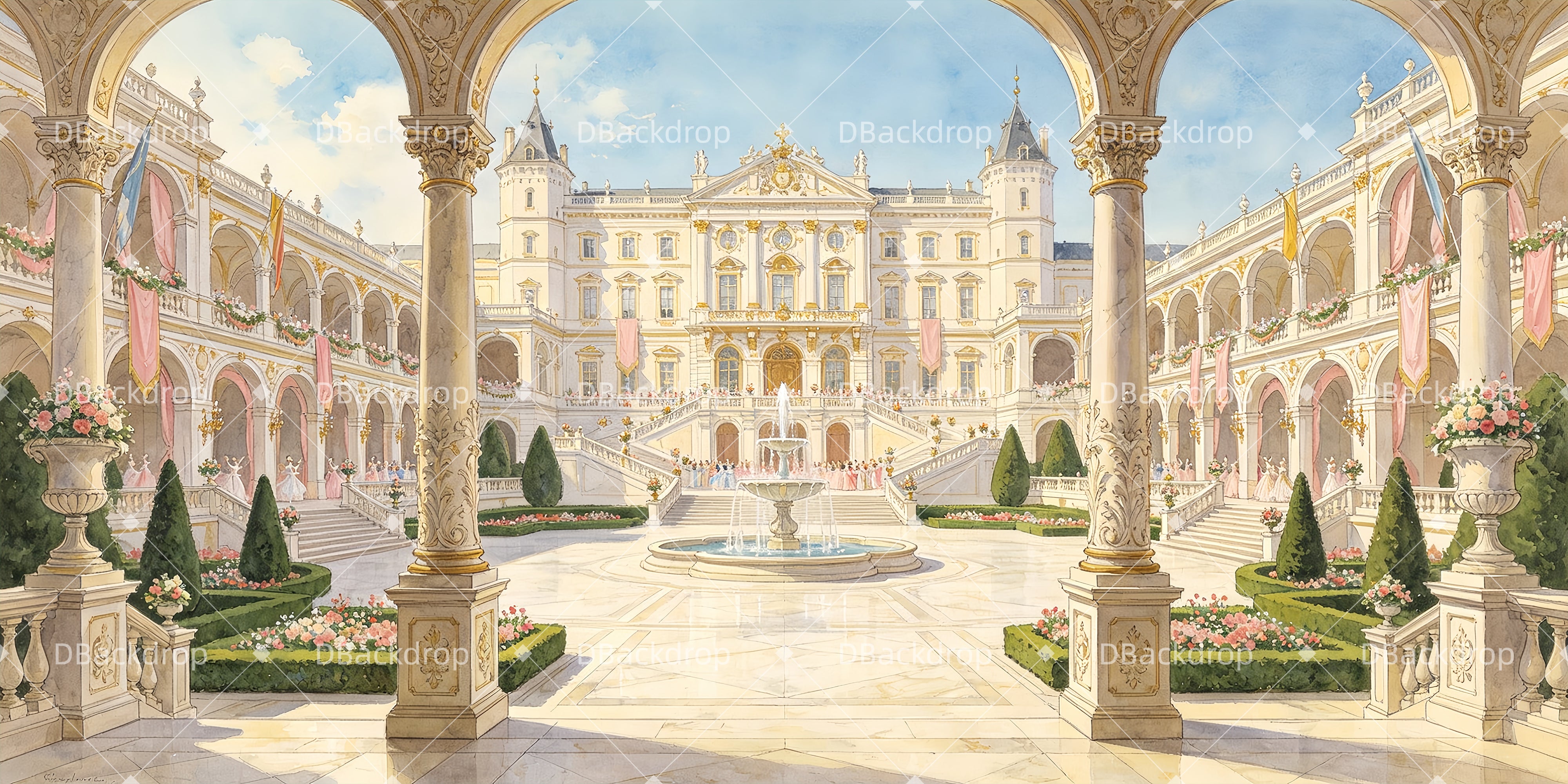Movie Theater Backdrop Royal Palace School Play Backdrops UK ZTT66-T88