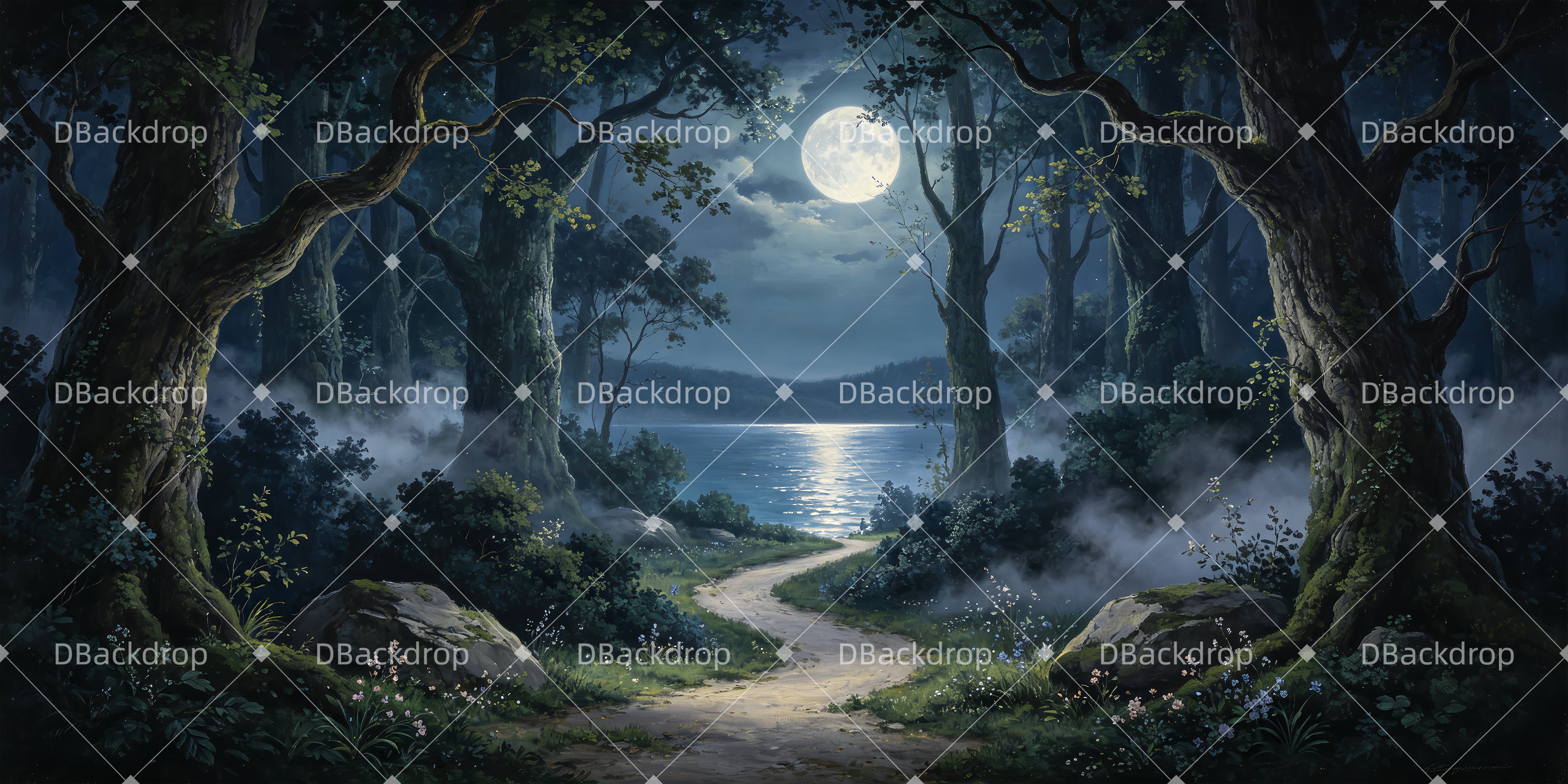 Forest Stage Backdrop Moonlit Wood Scenery Backdrops For UK Theater ZTT66-T90
