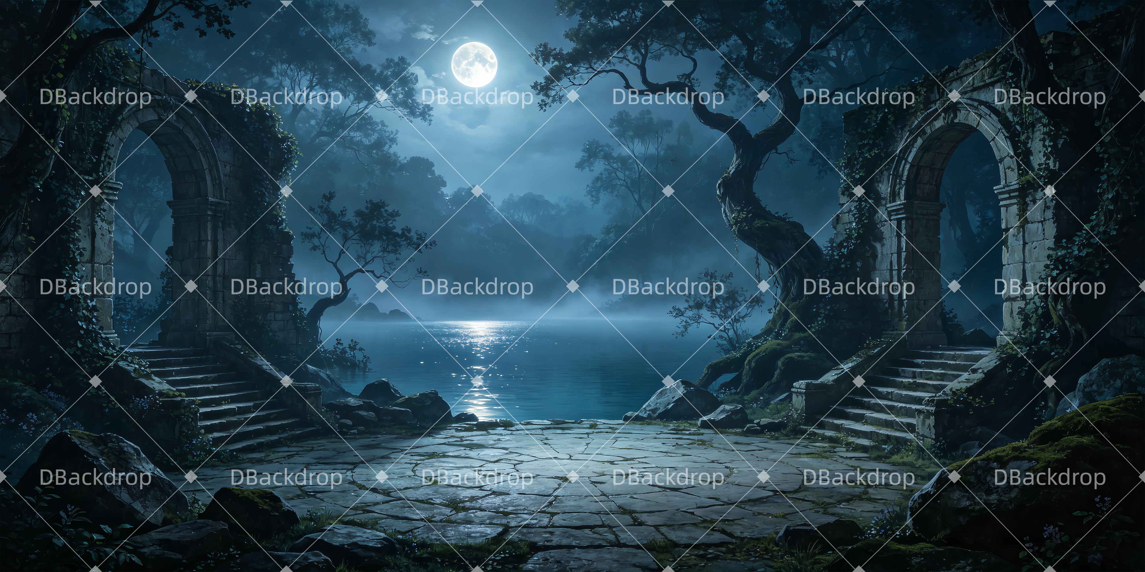 Theater Stage Backdrop Moon Ruins Performance Backdrop UK ZTT66-T92