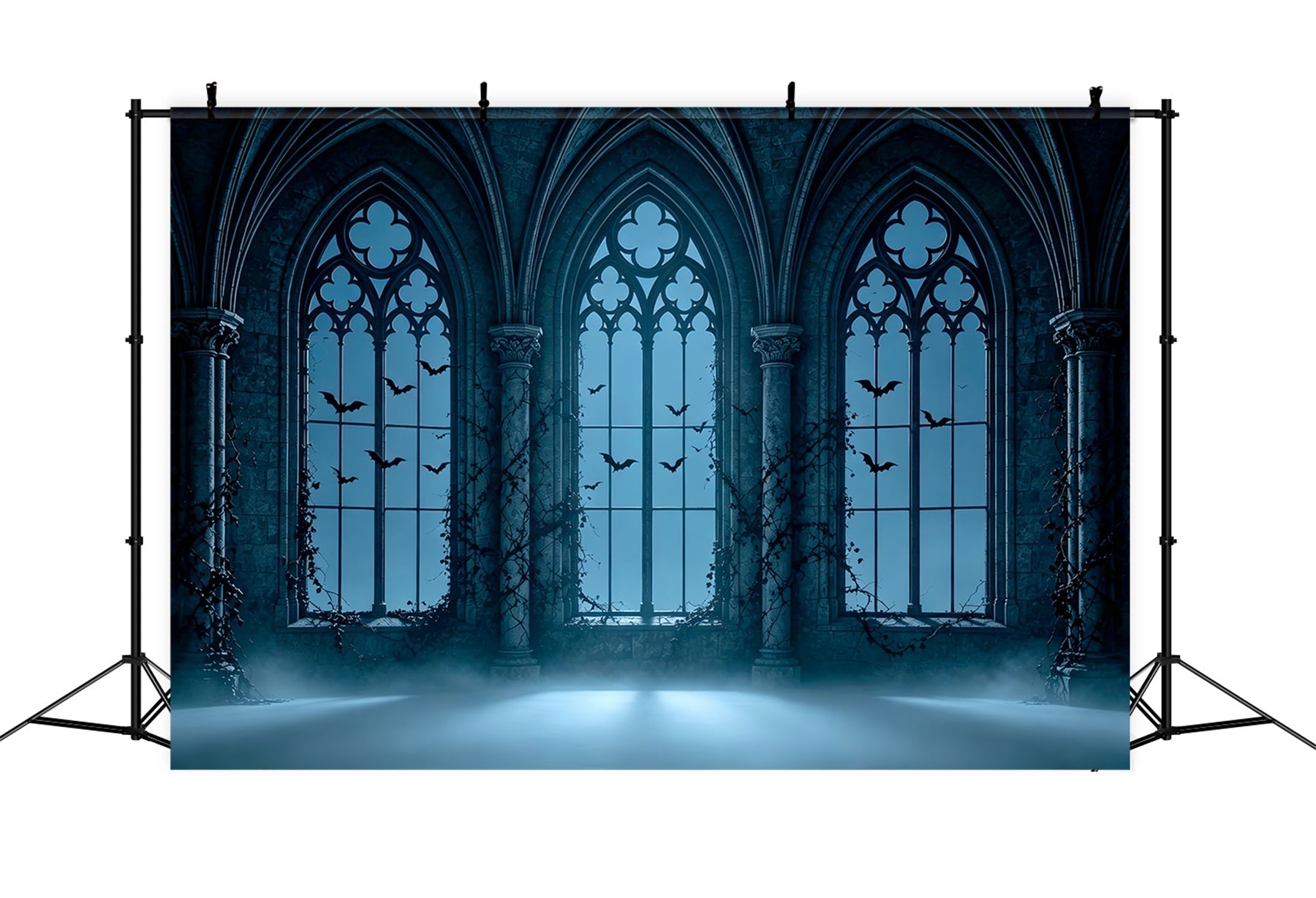 Vampire Backdrop Foggy Gothic Arched Windows Halloween Party Photo Backdrop Ideas UK ZTT67-59