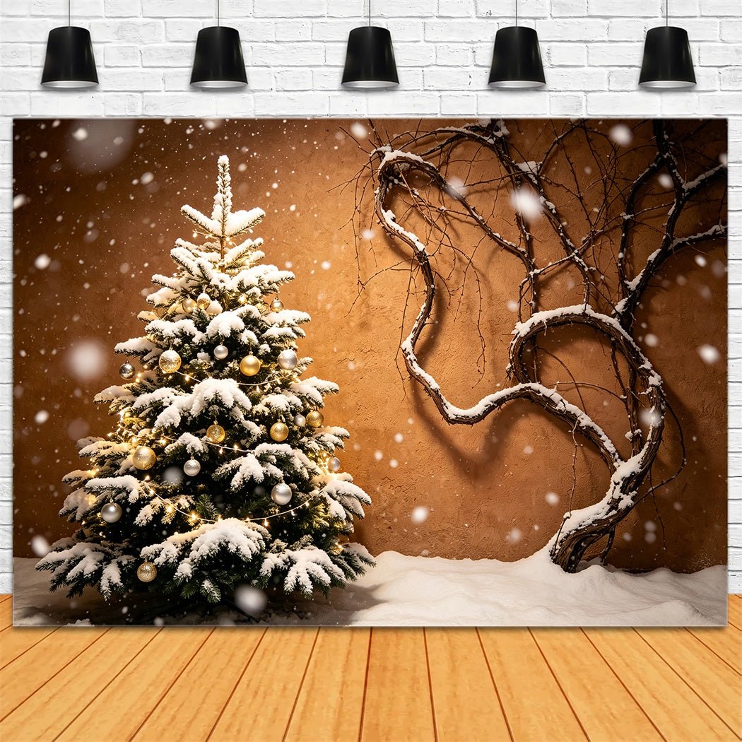 Christmas Tree Backdrop Snowy Tree Vine Wall Wall Backdrop ChristmasUK ZTT69-44