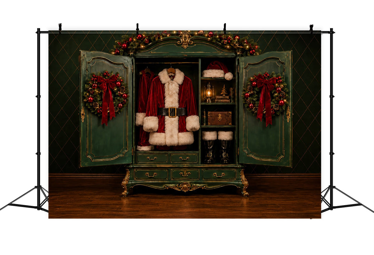 Santa Photo Backdrop Santa Suit Wardrobe Display North Pole Backdrop UK ZTT69-62