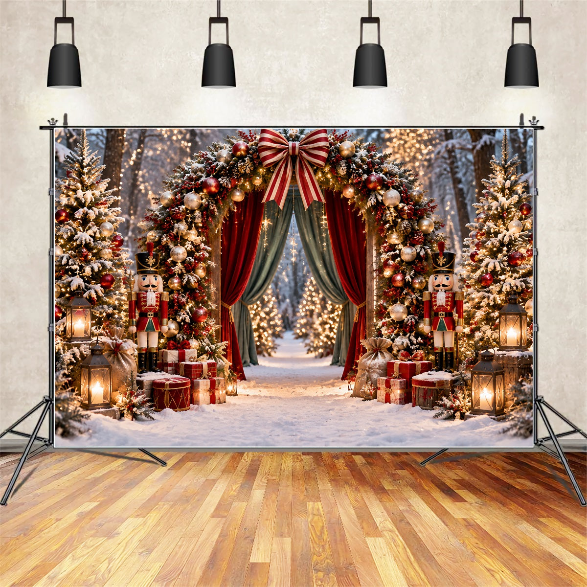 Professional Christmas Backdrops Nutcracker Forest Curtain Arch Christmas Photography Backdrop UK ZTT69-64