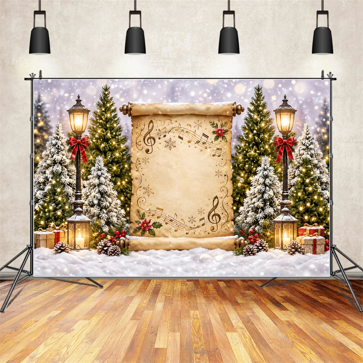 Church Christmas Photo Backdrop Musical Scroll Winter Display Bethlehem Backdrop UK ZTT69-72