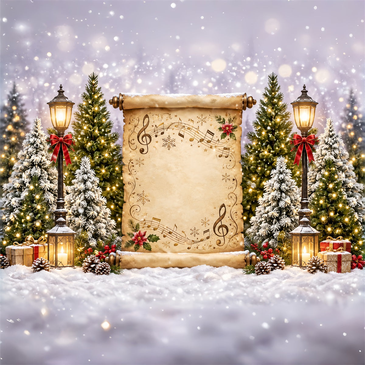 Church Christmas Photo Backdrop Musical Scroll Winter Display Bethlehem Backdrop UK ZTT69-72