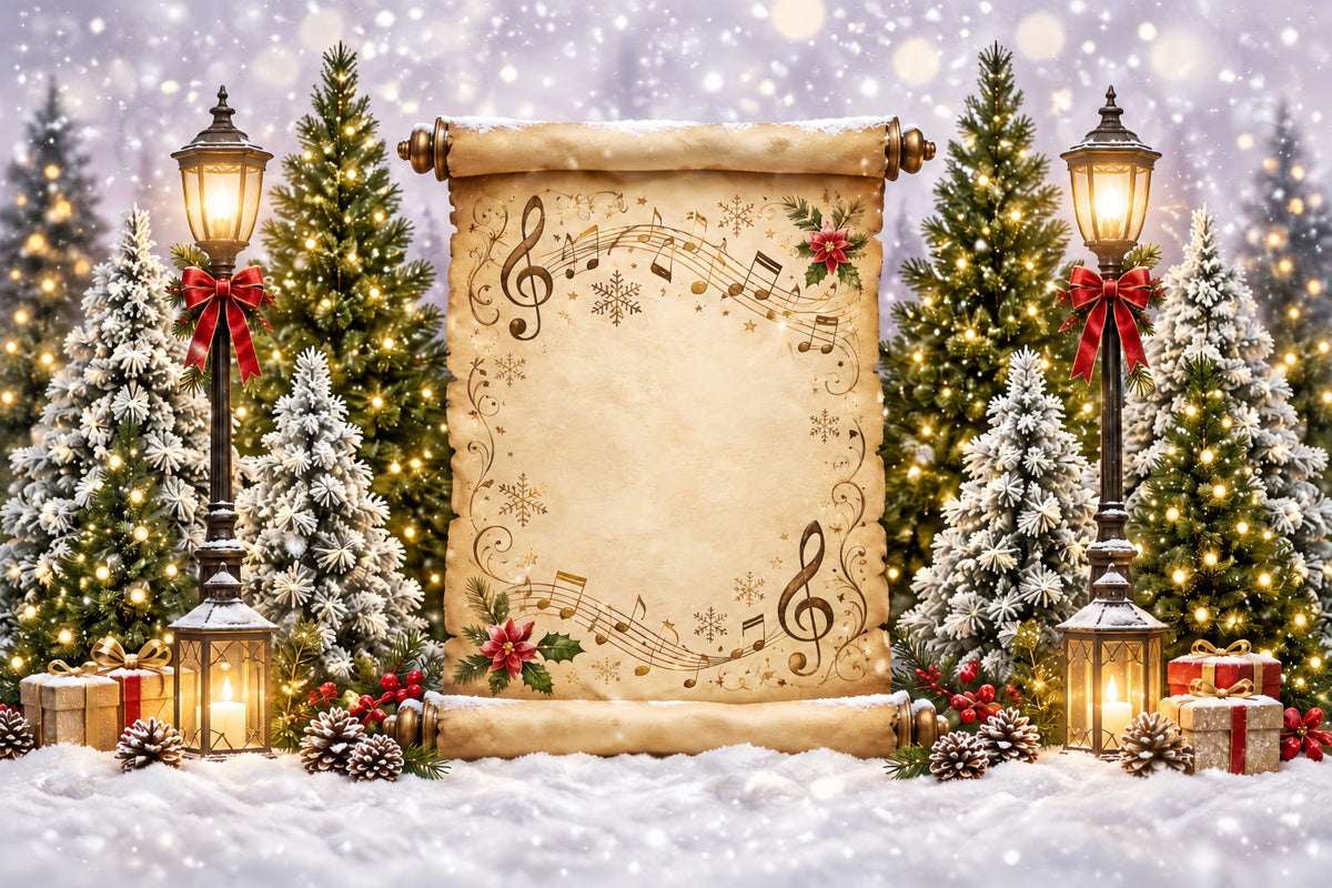 Church Christmas Photo Backdrop Musical Scroll Winter Display Bethlehem Backdrop UK ZTT69-72