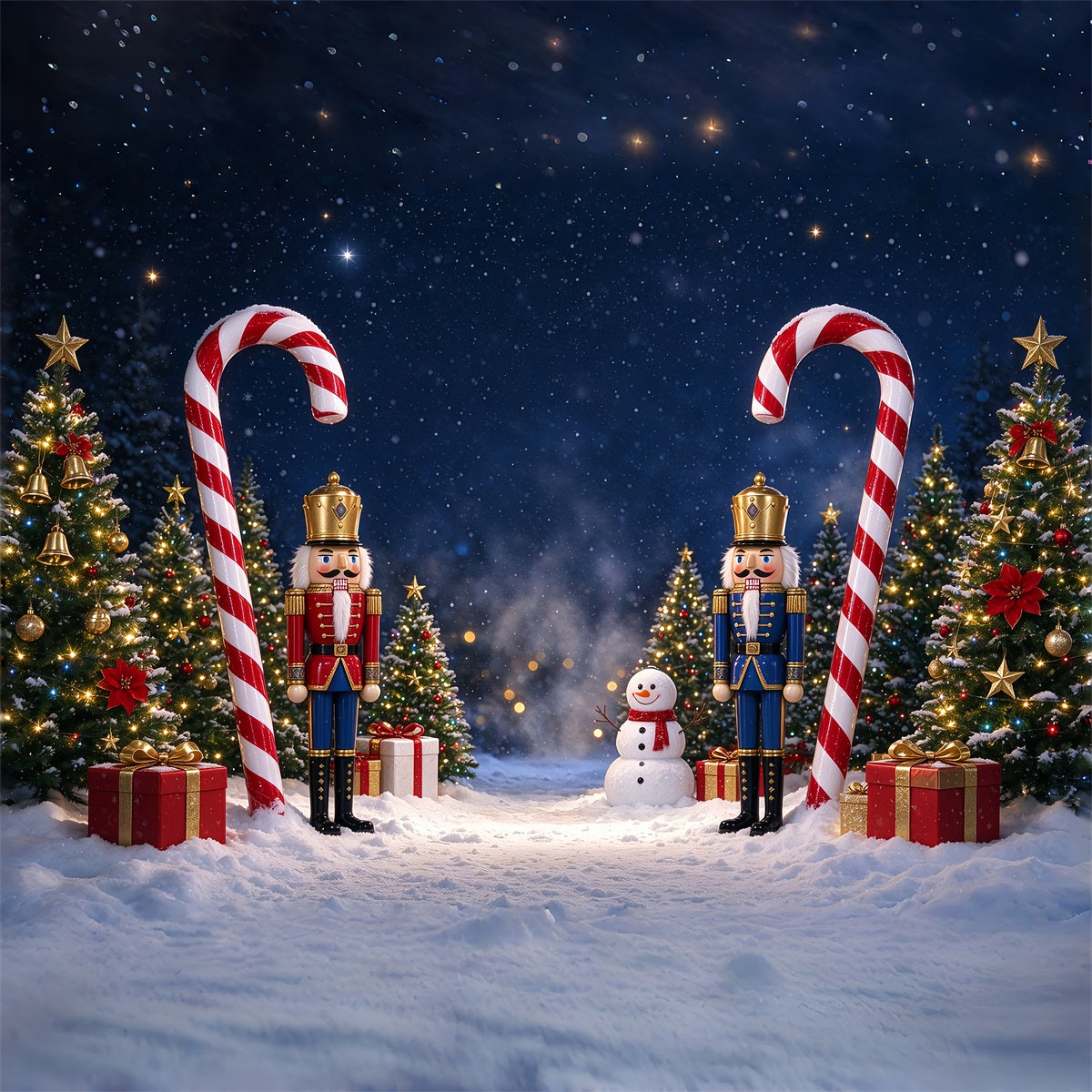 Photo Backdrop Christmas Snow Nutcracker Candy Cane Merry Christmas Backdrop UK ZTT69-80