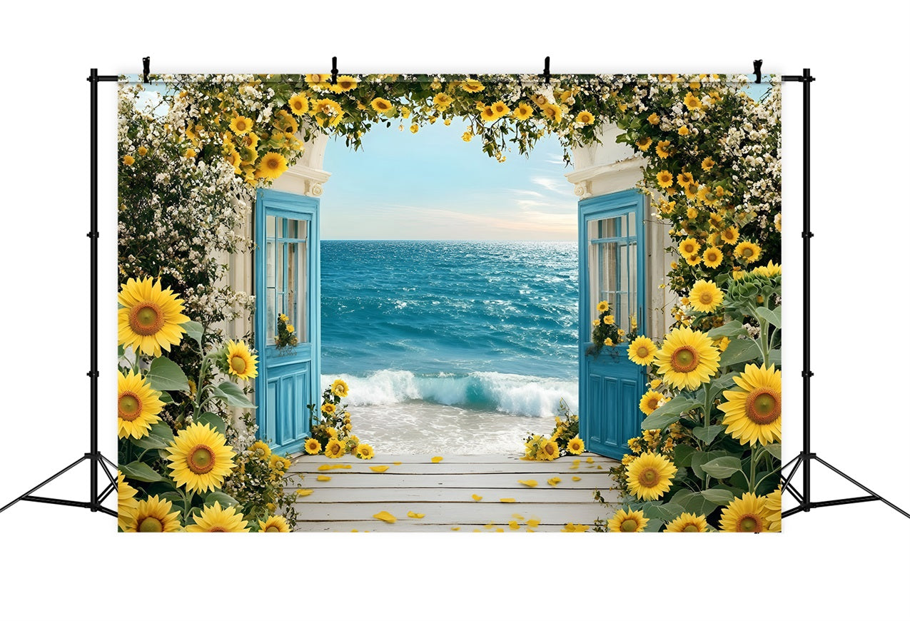Sunflower Backdrop Beach Arch Summer Backdrop UK ZXY3-16