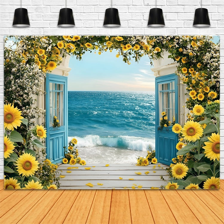 Sunflower Backdrop Beach Arch Summer Backdrop UK ZXY3-16