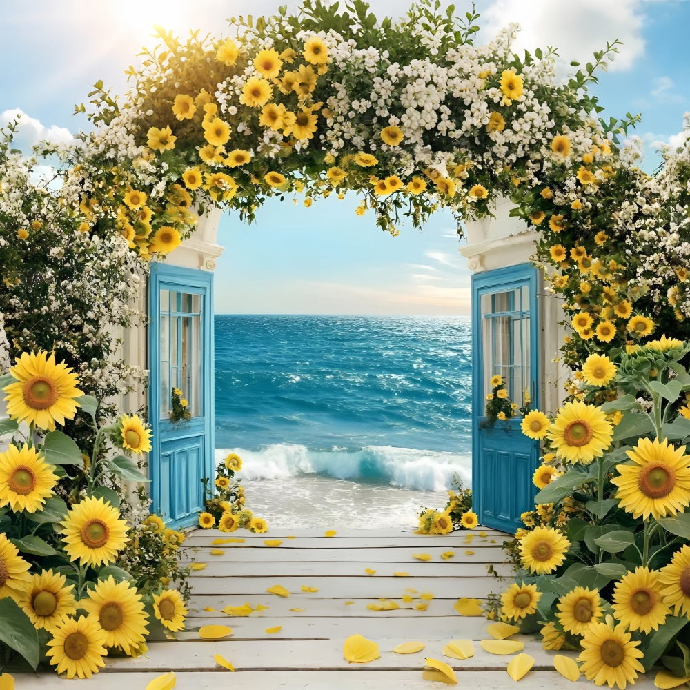 Sunflower Backdrop Beach Arch Summer Backdrop UK ZXY3-16