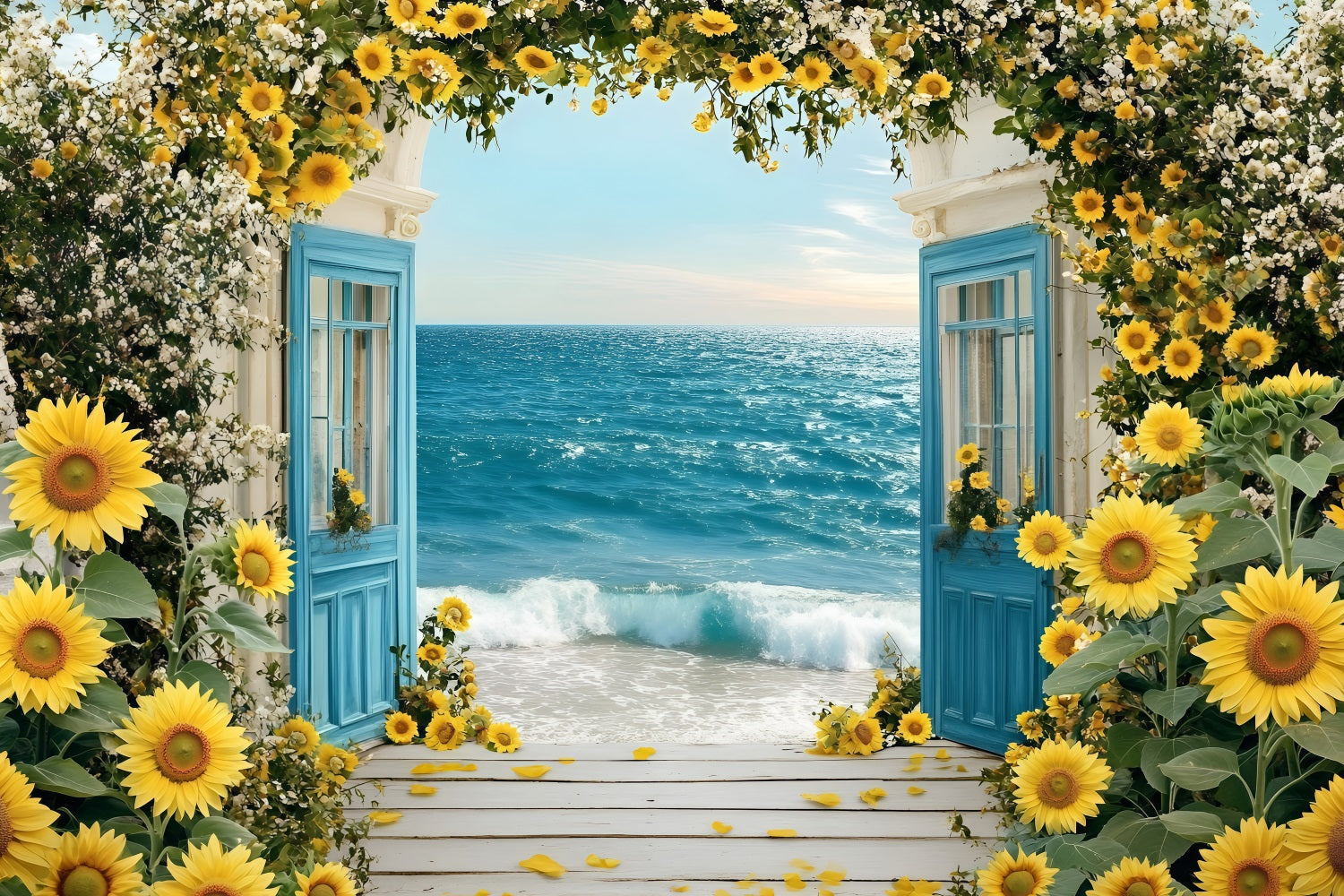 Sunflower Backdrop Beach Arch Summer Backdrop UK ZXY3-16