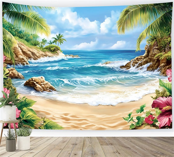 Tropical Photo Backdrop Hibiscus Summer Backdrop UK ZXY3-18