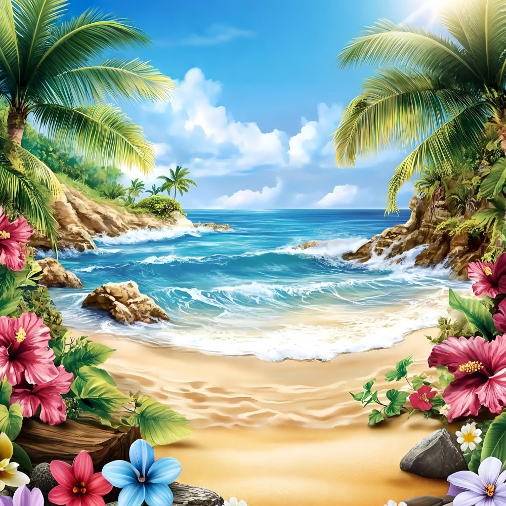 Tropical Photo Backdrop Hibiscus Summer Backdrop UK ZXY3-18