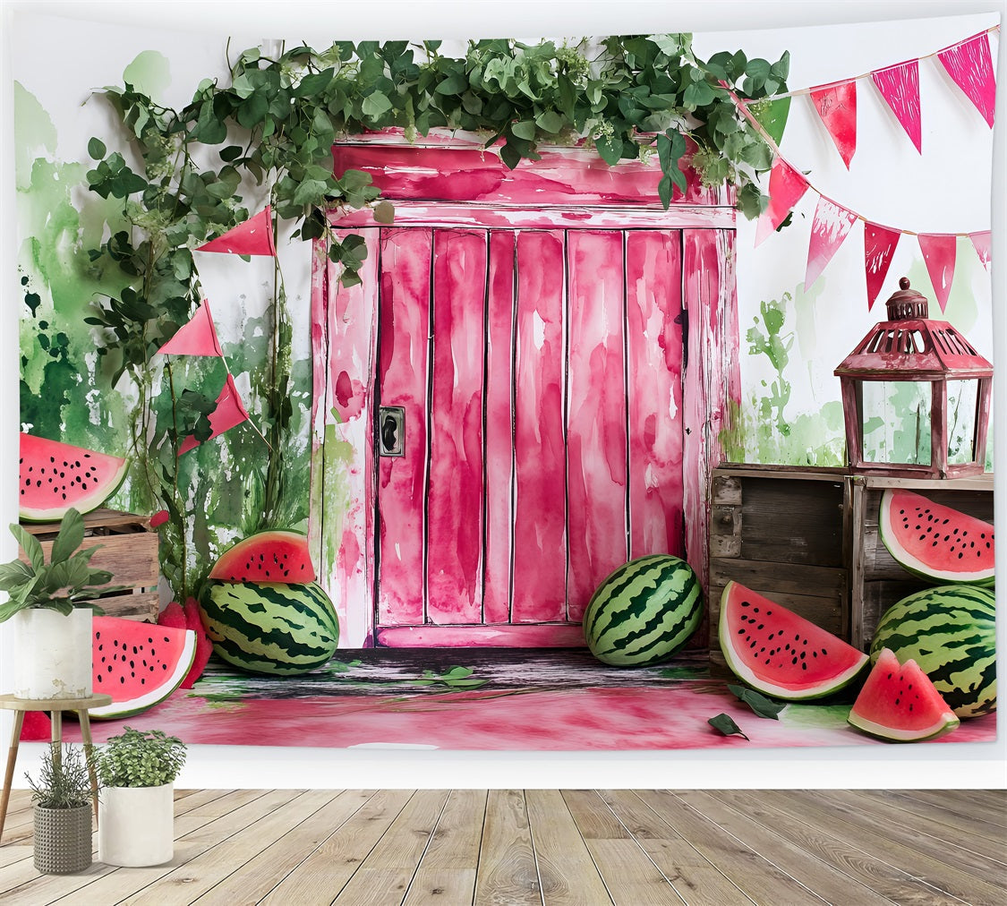Watermelon Photography Backdrop Party Door Summer Backdrop UK ZXY3-21