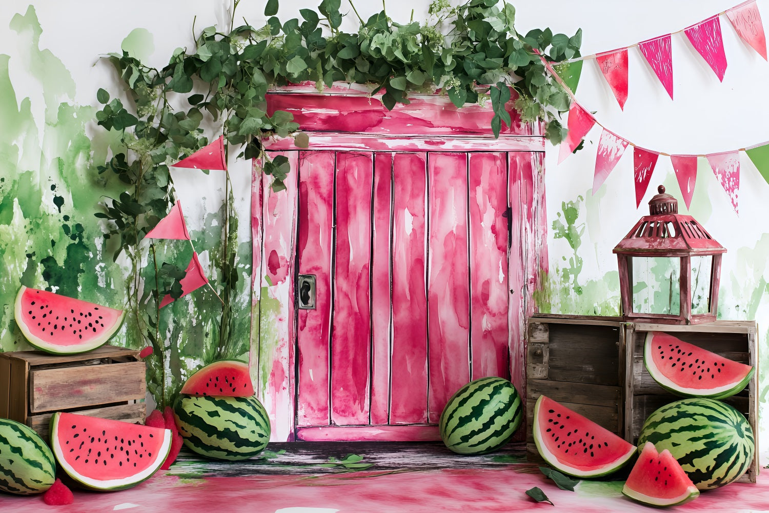 Watermelon Photography Backdrop Party Door Summer Backdrop UK ZXY3-21