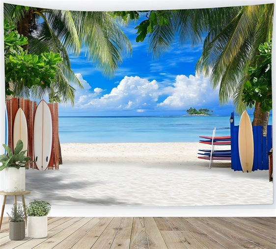 Beach Backdrop Photography Tropical Surfboards Summer Backdrop UK ZXY3-23