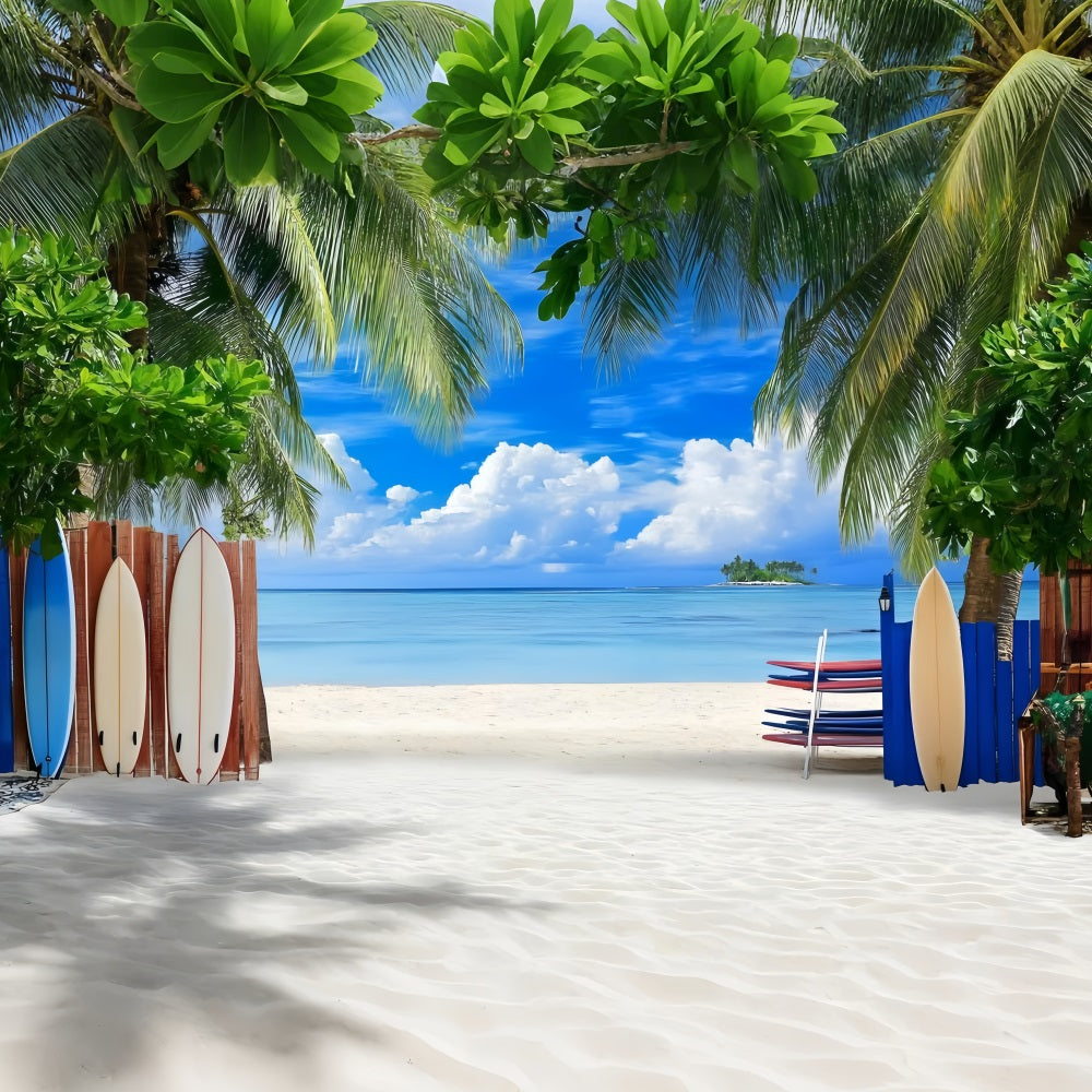 Beach Backdrop Photography Tropical Surfboards Summer Backdrop UK ZXY3-23