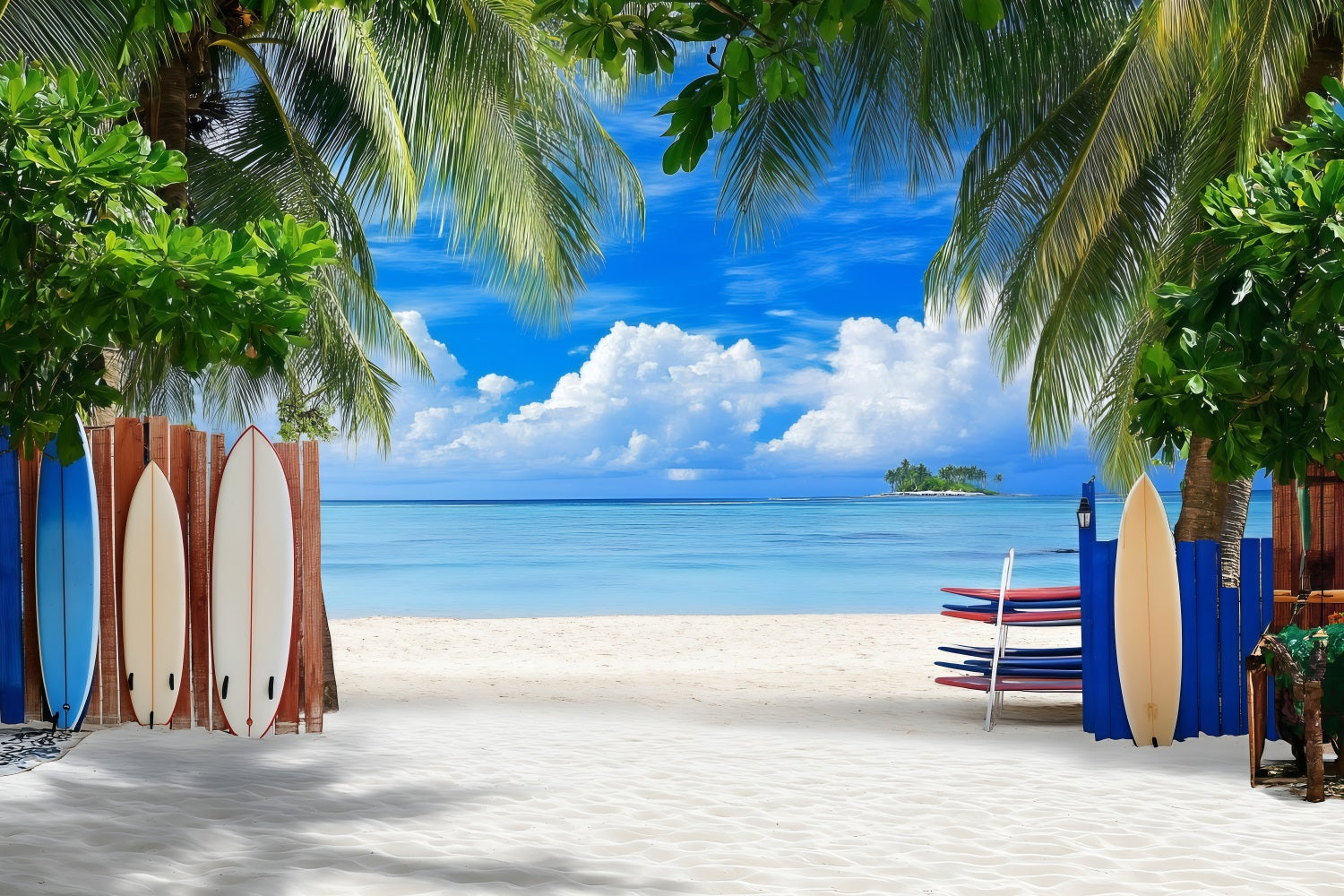 Beach Backdrop Photography Tropical Surfboards Summer Backdrop UK ZXY3-23