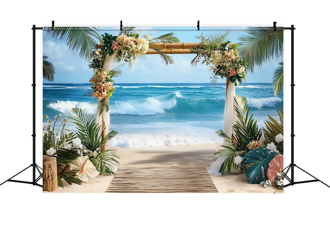 Tropical Backdrops Wedding Ocean Summer Backdrop UK ZXY3-26