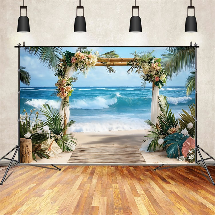 Tropical Backdrops Wedding Ocean Summer Backdrop UK ZXY3-26