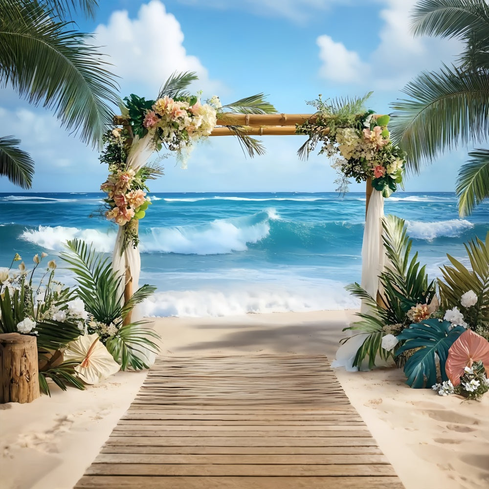 Tropical Backdrops Wedding Ocean Summer Backdrop UK ZXY3-26