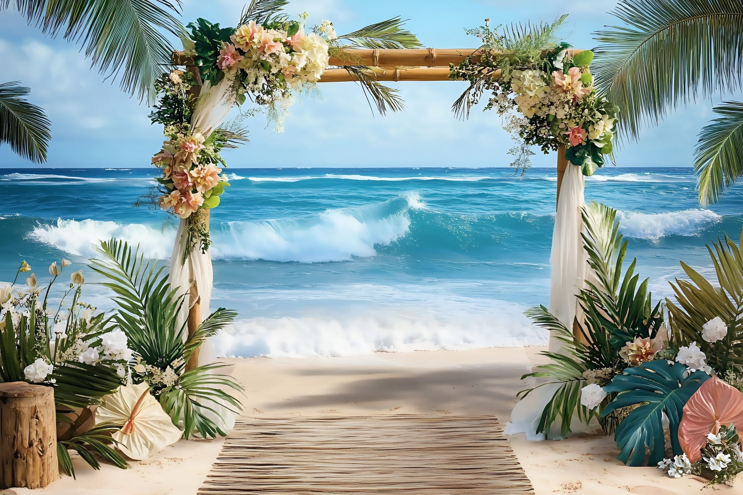 Tropical Backdrops Wedding Ocean Summer Backdrop UK ZXY3-26