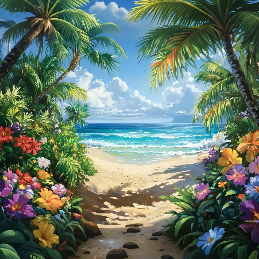 Tropical Backdrop Hibiscus Floral Beach Summer Backdrop UK ZXY3-31
