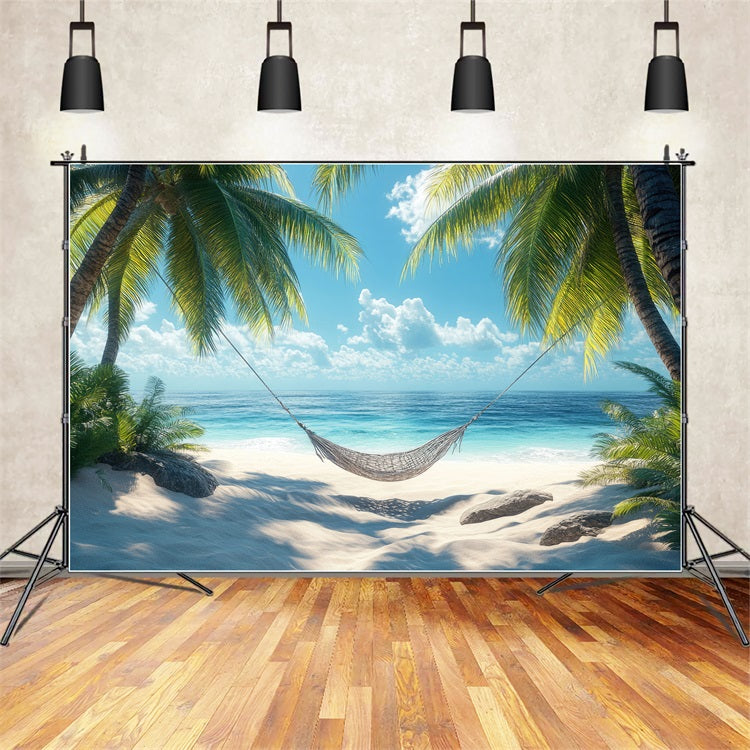 Tropical Photo Backdrop Hammock Palm Summer Backdrop UK ZXY3-32
